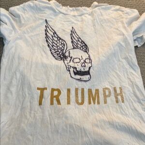imogene + willie White Tee with Skull and Gold Triumph Print
